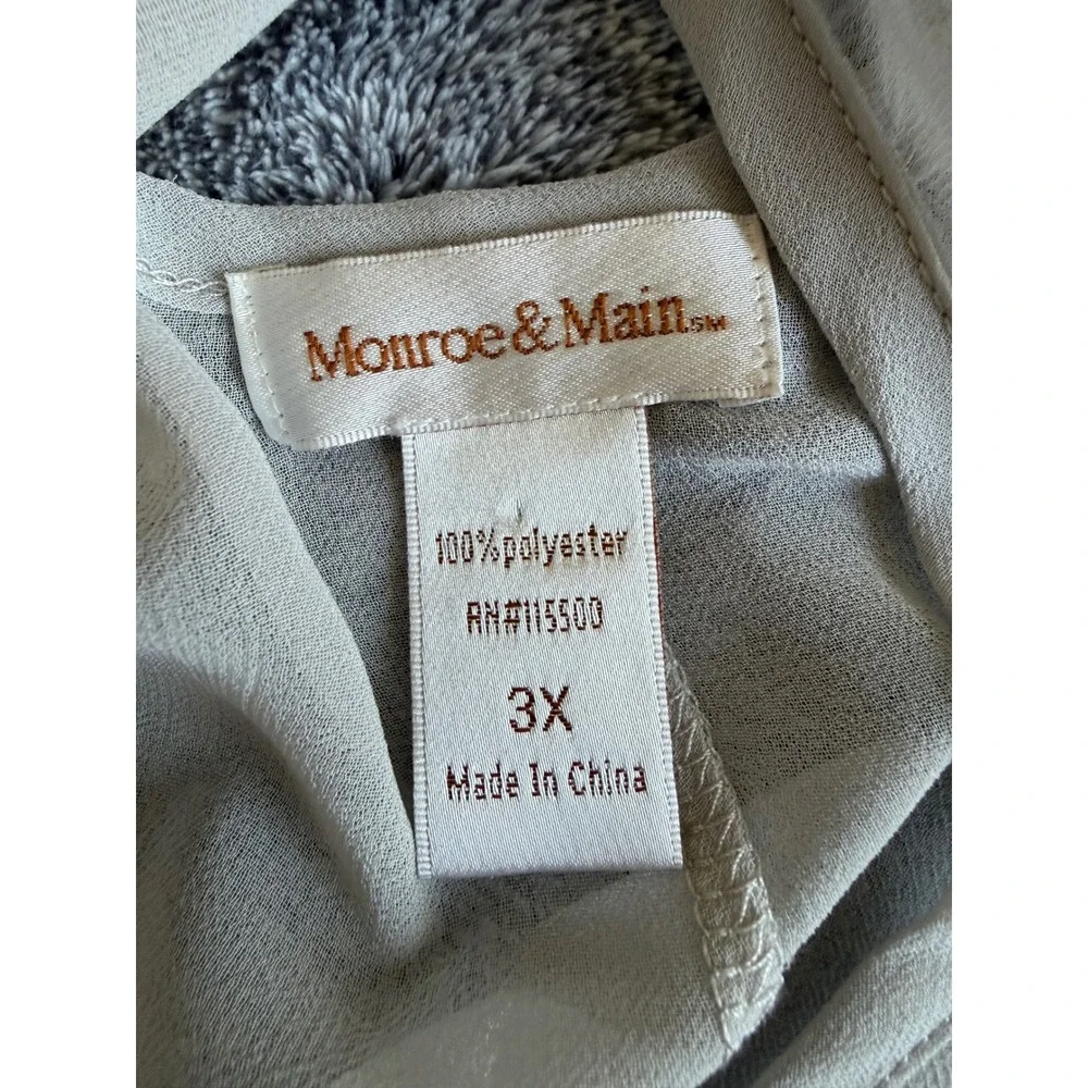 Monroe‎ & Main Tunic Black Gray Floral Lace High-Low Racerback Coverup 3X